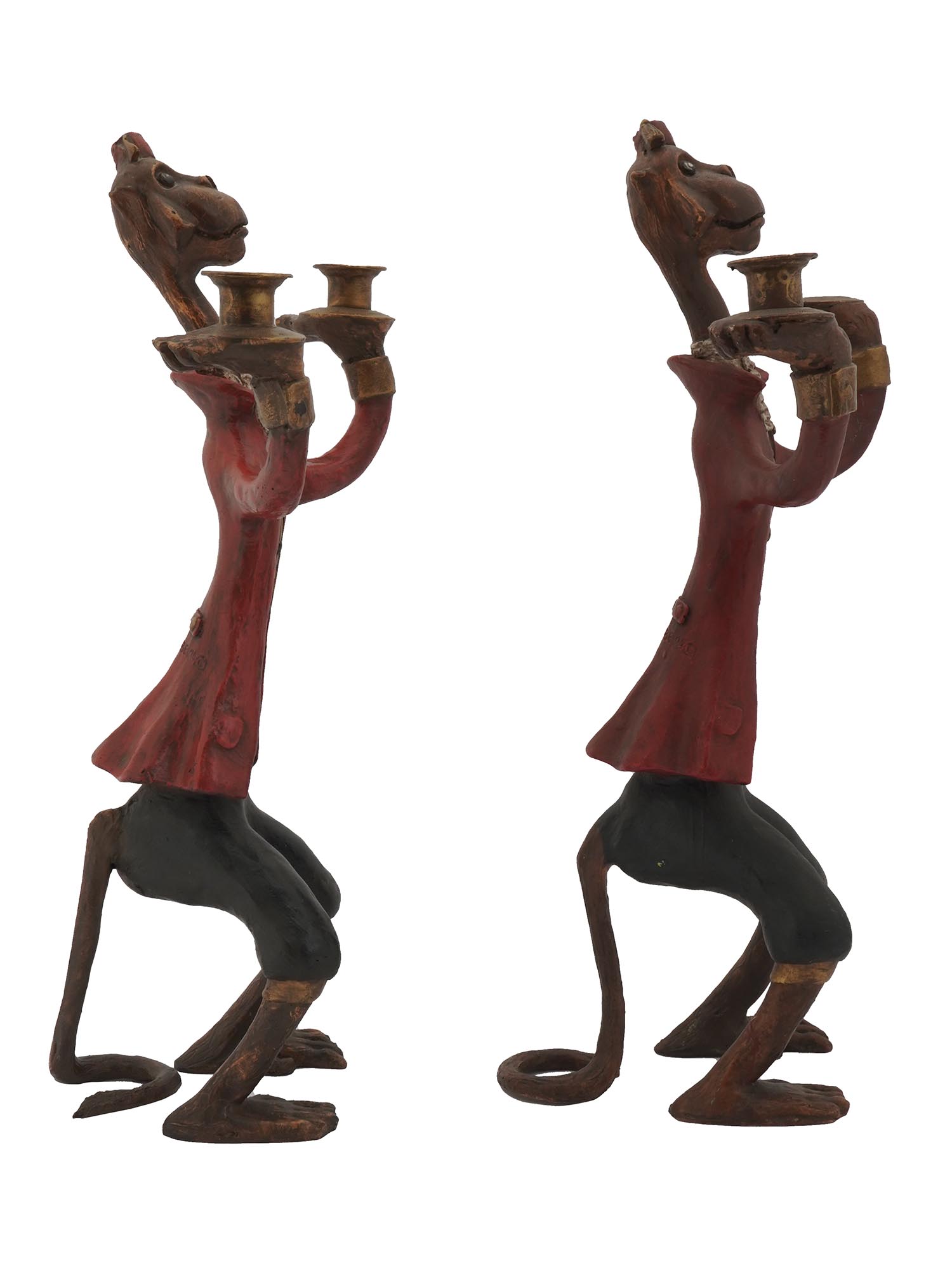 PAIR OF BILL HUEBBE CIRCUS MONKEY CANDLE HOLDERS PIC-5